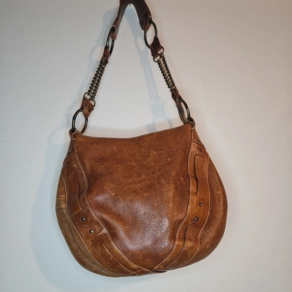 VTG FRYE Harness Hobo Saddle Purse – Brown Leather, Western Style, Italy
